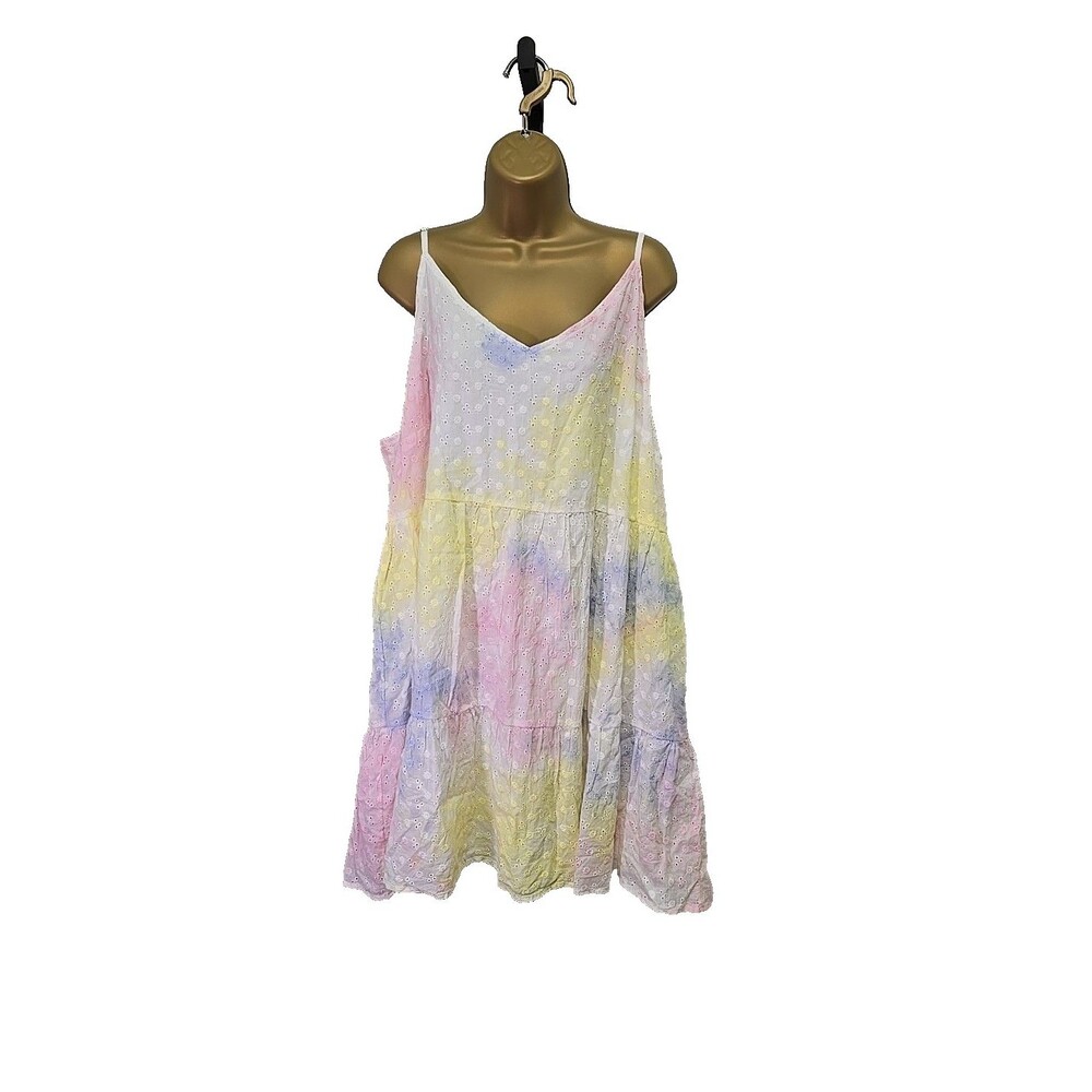 Tie Dye Eyelet Sun Dress 2X Plus Chicsoul Beach Summer Vaca Fairycore Soft Girl